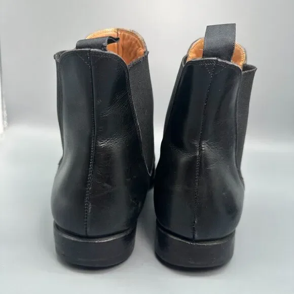 Meermin Calf - E Men 7.5 Triple Black Leather Chelsea Boot Elastic Sided Pull On